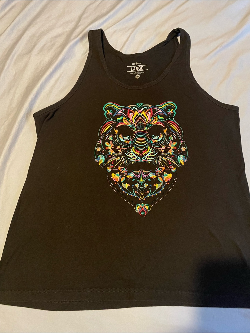 Black Graphic Tiger Tank Top - Large